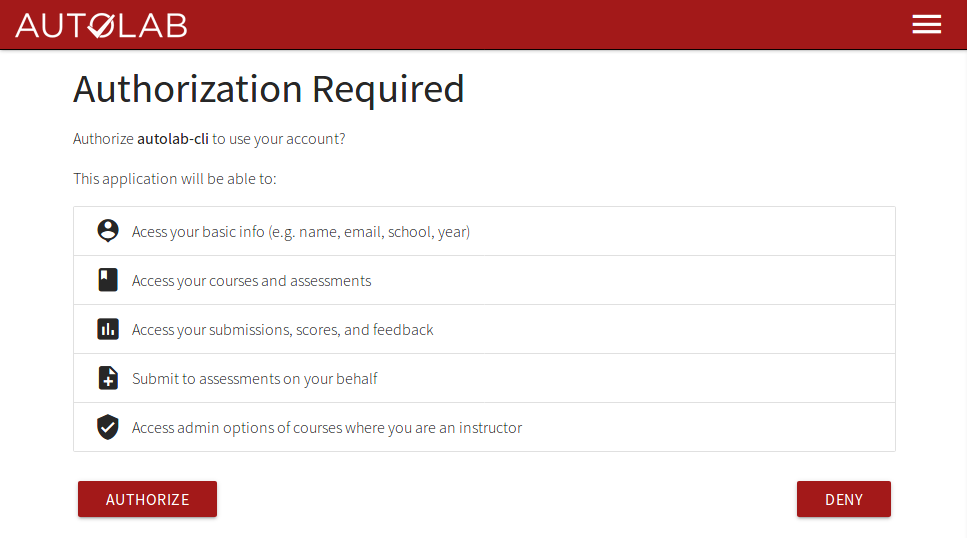 API Grant Permissions Page